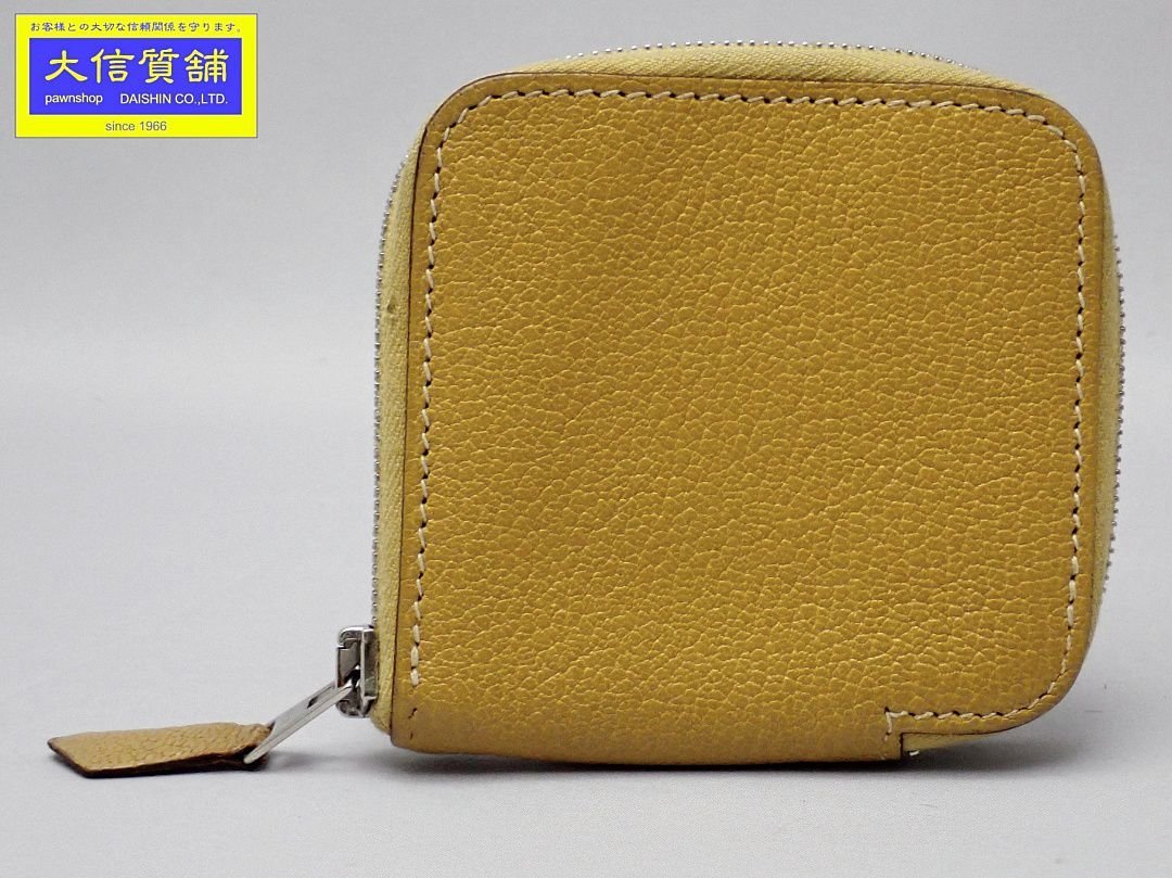 HERMES コインケース アザップ オールレザー L刻 マスタードイエロー-