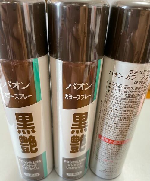 パオン カラースプレー 黒艶 黒褐色 85g×3本セット【新品未開封】