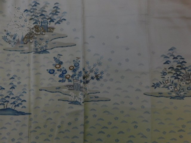 [राकुफू] P19089 हाथ से पेंट किया हुआ युज़ेन चाया-त्सुजी पैटर्न नाजुक रंगीन टोमेसोडे लाइन वाला, पहनावा, महिलाओं की किमोनो, किमोनो, टोमेसोडे