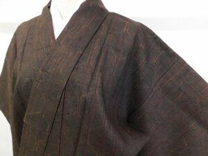 Art hand Auction [Rakufu-Sonderauswahl] P19256 Robe aus rauem, rohem Pongee mit handbemaltem Färbemuster an den unteren Knöpfen, Damen-Kimono, Kimono, Tsumugi, Kleidung, Andere