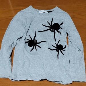 長袖　Tシャツ トップス カットソー　H&M　ハロウィン　クモ　スパイダー　長ティー　120