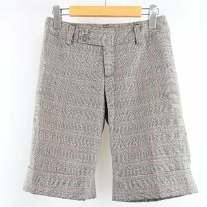  beautiful goods MICHEL KLEIN Michel Klein wool 100% check shorts made in Japan 36 black red black red lady's KB1712-174