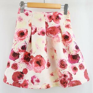  beautiful goods me Janemi-je-n flower floral print total pattern tuck flair Easy miniskirt pale pink red peach red lady's PB1901-800