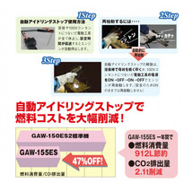 50000-048-1　(送料無料)　エンジン溶接機　GAW-155ES　黒色20m付属品付き　自動アイドリングストップ機能付き　デンヨ－_画像7