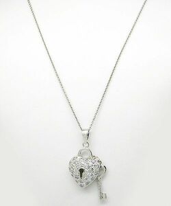[メール便]ステアリングシルバー Sterling Silver Cubic Zirconia Heart & Keyハート m945131 レディース ネックレス