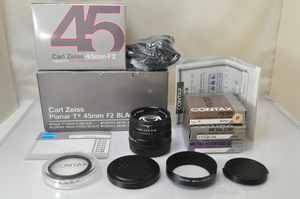 ★★新品同様（未使用品？） CONTAX Carl Zeiss Planar T* G 45mm F/2 Black Lens w/Box♪♪#5363
