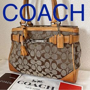 COACHブラウンシグネチャー(^^)ハンドバッグ