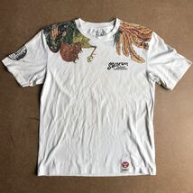 デッドマン×酔狂 コラボTシャツ 孔雀 ホワイト 日本製 日の丸 エフ商会_画像1