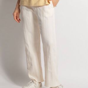 ニコアンド リブパンツ アイボリー 綿