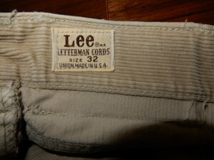 希少種 60s Lee LETTERMAN CORD パンツ オリジナル ビンテージ (検 501XX WW2 リーバイス 大戦 革パッチ 506XX S501XX 501 101 WESTER CORD