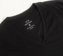 新品★アルマーニ★セクシーな ブラック Tシャツ★ピーマコットン 100%★スリム Vネック★ペルー製 黒 XL★A/X ARMANI☆579_画像3