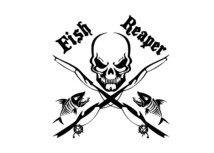 スカル　②　骸骨　Fish Reaper　魚　釣り　フィッシング　アウトドア　海　日本海　カッティングステッカー_画像1