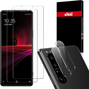 Xperia 1 III ガラスフィルム (2枚入)+カメラフィルム(2枚入)AIKKI 強化ガラス 保護フィルム 透過率99% ゼロ気泡 ケース対応