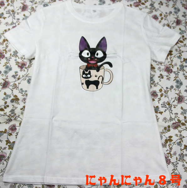 ◆猫が好き◆【30%off】★猫Tシャツ にゃんにゃん8号 かわいいイラスト マグカップの中のネコ 春夏 白 サイズ：М