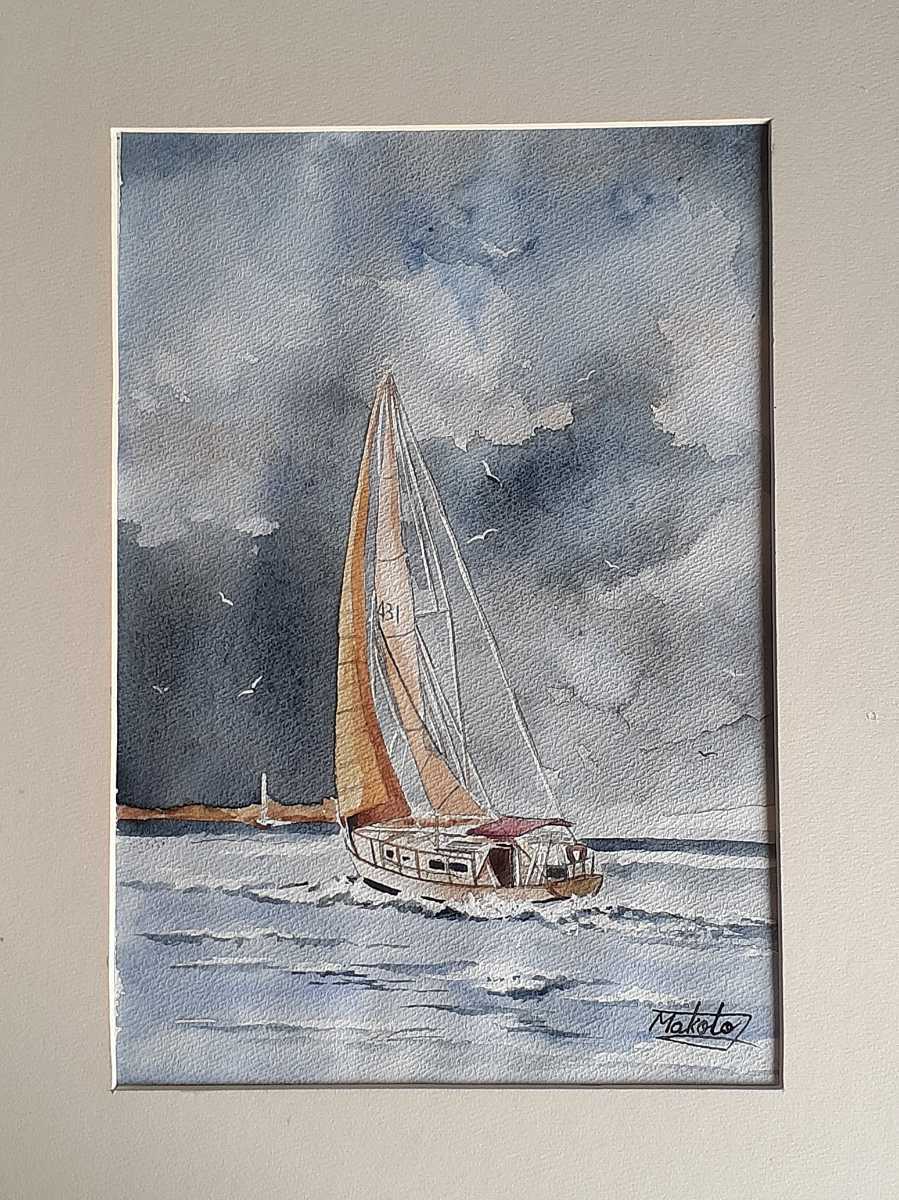 Port de yacht aquarelle, Peinture, aquarelle, Nature, Peinture de paysage