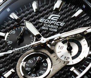 カシオEDIFICEエディフィス欧州モデル 100m防水ブラックフェイス CASIO クロノグラフ 腕時計メンズ 本物新品未使用 日本未発売