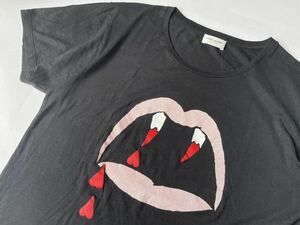 SAINT LAURENT PARIS Blood Luster Tshirt サンローラン ブラッドラスター Tシャツ 黒 XS 半袖 ヴァンパイア プリント イタリア製 正規品