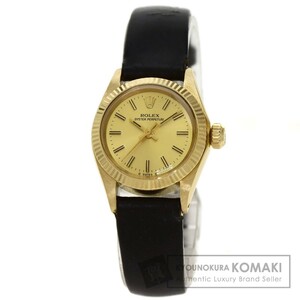 ROLEX ロレックス 6719 オイスターパーペチュアル 腕時計 K18イエローゴールド 革 レディース 中古