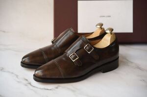美品 ジョンロブ【JOHN LOBB】ウィリアム ダブルモンク 6.5EE(実際は少し大き目)ダークブラウン ミュージアムカーフ