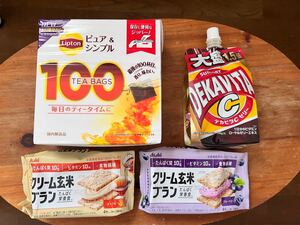 Liptonリプトン紅茶ピュア&シンプル ティーバッグ100 クリーム玄米ブラン デカビタCゼリー セット お菓子詰め合わせ