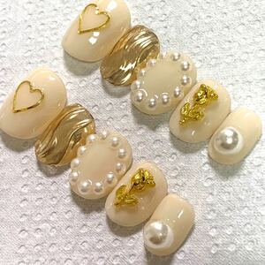 ネイルチップ No.102 アイボリー 薔薇 パール