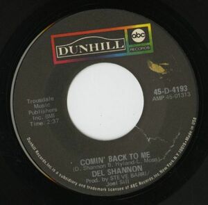 【ロック 7インチ】Del Shannon - Comin' Back To Me / Sweet Mary Lou [ABC/Dunhill Records 45-D-4193]