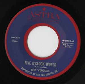 【ロック 7インチ】The Vogues - Five O'Clock World / The Land Of Milk And Honey [Astra Recording Company A-1030]