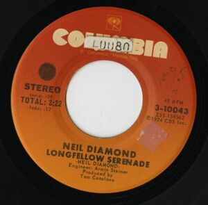 【ロック 7インチ】Neil Diamond - Longfellow Serenade / Rosemary's Wine [Columbia 3-10043]