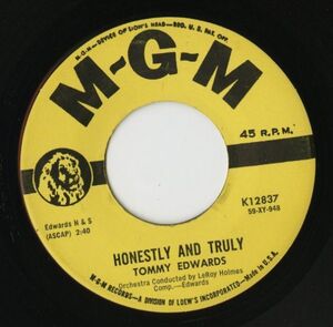 【ロック 7インチ】Tommy Edwards - Honestly And Truly / (New In) The Ways Of Love [MGM Records K12837]