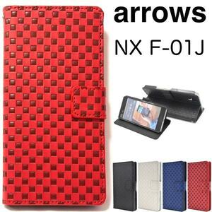 arrows NX F-01J docomo アローズ スマホケース チェック柄手帳型ケース