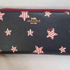 コーチ COACH ラウンドファスナー長財布 スター柄 ブラック 3116