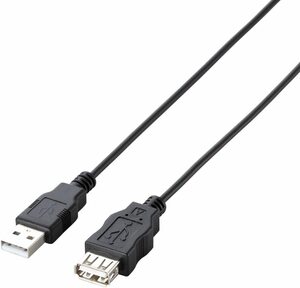 エレコム USB延長ケーブル USB2.0 Aオス-Aメスタイプ 1.5m ブラック U2C-JE15BK