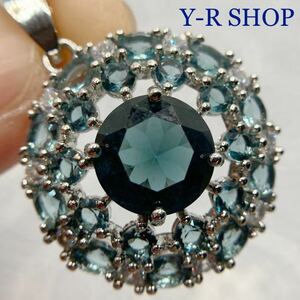  London blue topaz enough. pendant top * lady's necklace silver 925 stamp color stone Cubic Zirconia new goods gem 