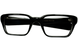 60年前のデザインとは思えない現代的LOOK1960sデッド FRAME FRANCE 極太TEMPLEウェリントン BLACK size50/23 幅広FACE向け 大きめSIZE個体