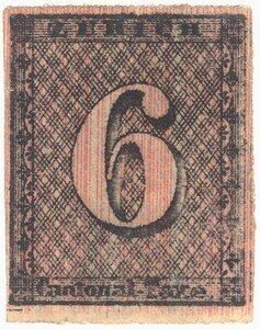 スイス・チューリッヒ1番切手　1843年　ペニーブラックに次ぐ発行　6ラッペン　Diagonai lines retouched　　本物保証します