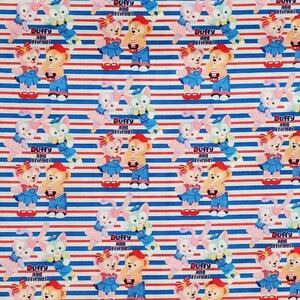 ＊100×70cm 　薄地タイプ　生地＊子供用　マリンボーダー柄　ハンドメイド　ダッフィー　25　布 はぎれ