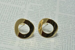 ピアス金具 中抜きサークル ゴールド カン付 2個 18mm ピアス イヤリング パーツ ハンドメイド DIY ビーズクラブ