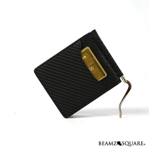 [ free shipping ]10310* carbon leather money clip * stylish cow leather made .basami* gentleman is Smart & stylish . payment * popular brand 