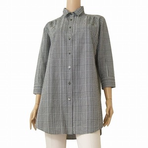 A as good as new /rekip Yoshie Inaba L'EQUIPE YOSHIE INABA 7 minute sleeve shirt tunic inscription 40 number (11 number corresponding ) white black check pattern spring summer tops 