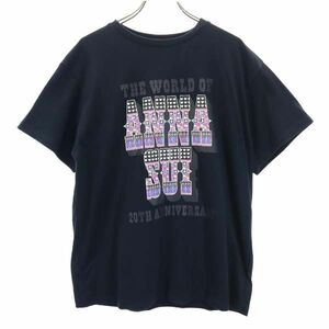 アナスイ 半袖 Tシャツ M ブラック ANNA SUI 日本製 ロゴ メンズ 210814 メール便可