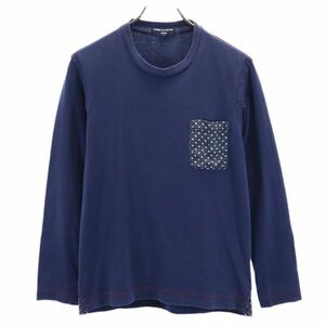 コムデギャルソン 2011年 ポケット付き 長袖 Tシャツ S 紺 COMME des GARCONS 日本製 メンズ 220810