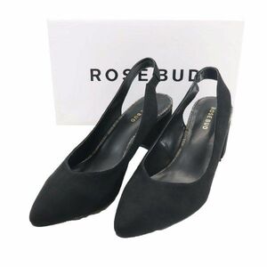  unused goods Rose Bud heel strap pumps 38 ROSE BAD box attaching black lady's 200727