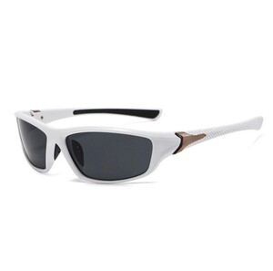 ライディングメガネUV400 スポーツ ミラーサングラス 白