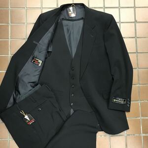  new goods * super-discount suit * three-piece / size LL YA7 black black / center Benz no- tuck / Sara Sara cloth / wedding costume MADE IN JAPAN