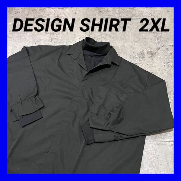 ●新品● シャツ　レイヤード　ニット　アンサンブル　ブラック　黒　2XL 長袖 長袖シャツ