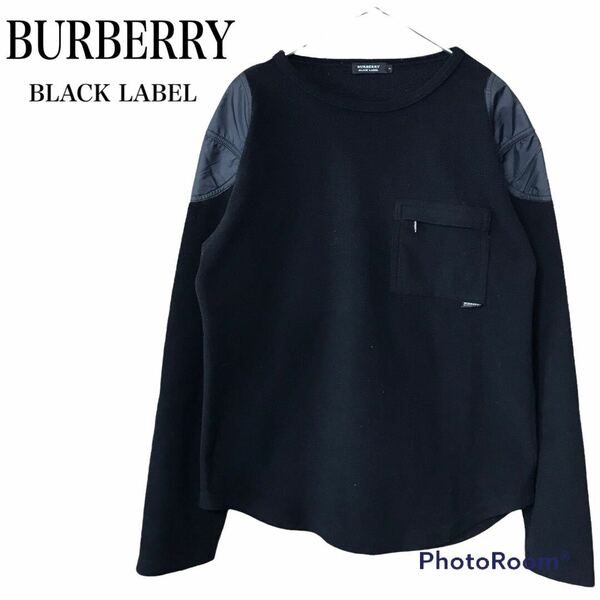 送料込み 【良品】BURBERRY BLACK LABEL スウェット ビッグシルエット バーバリー ブラックレーベル メンズ トレーナー 裏起毛