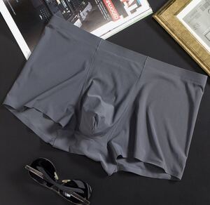 ボクサーパンツ メンズ 下着 ボクサーブリーフ アイスシルク シームレス タグレス 蒸れない 速乾 冷感パンツ 3XL グレー2枚