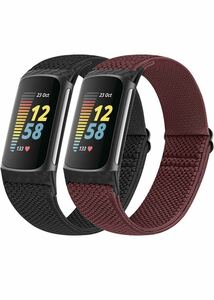 Fitbit Charge 5 ナイロン弾性スポーツバンド交換用ストレッチバンド ストラップ　2本　大人気男女兼用　セール