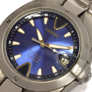 セイコー パーペチュアルカレンダー チタニウム デイト クォーツ 腕時計 8F32-0040 メンズ 未稼働品 純正ブレス