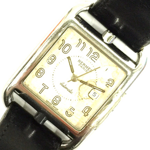 エルメス 腕時計 ケープコッドドゥブルトゥール CC1.710 スクエア デイト 白文字盤 自動巻き メンズ 付属有 HERMES